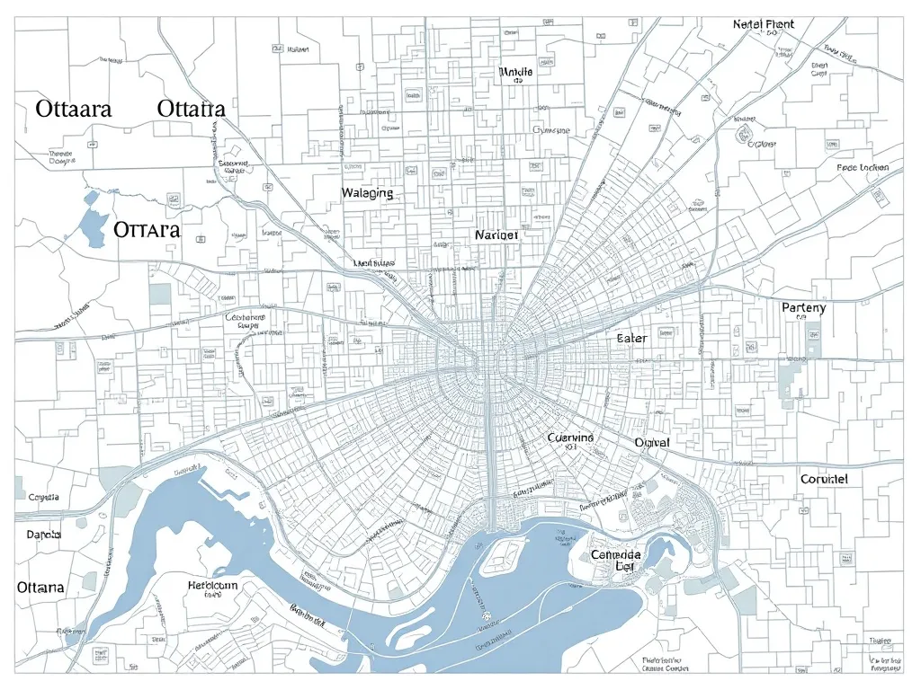 A detailed technical architectural map of Ottawa city distri